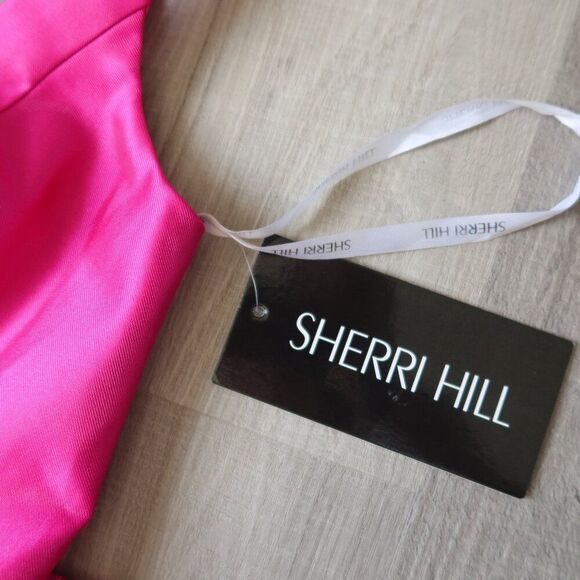 NWT SHERRI HILL pink coctail dress fuchsia 0 mini flare scoop party event summer - Picture 3 of 10